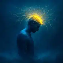 Silhouette of a person surrounded by neural pathways, symbolizing the overwhelming nature of negative thoughts.