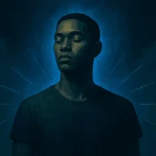 A serene man with his eyes closed, symbolizing the unbreakable inner peace and emotional detachment achieved after using the grey rock method to stop manipulation.
